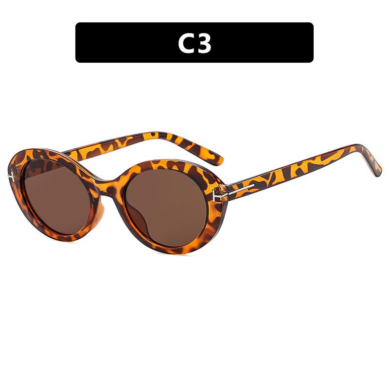 New Retro Oval T-shaped Sunglasses Women's Fashion Street Photography Trend Versatile Sunglasses UV400 Shades Eyewear
