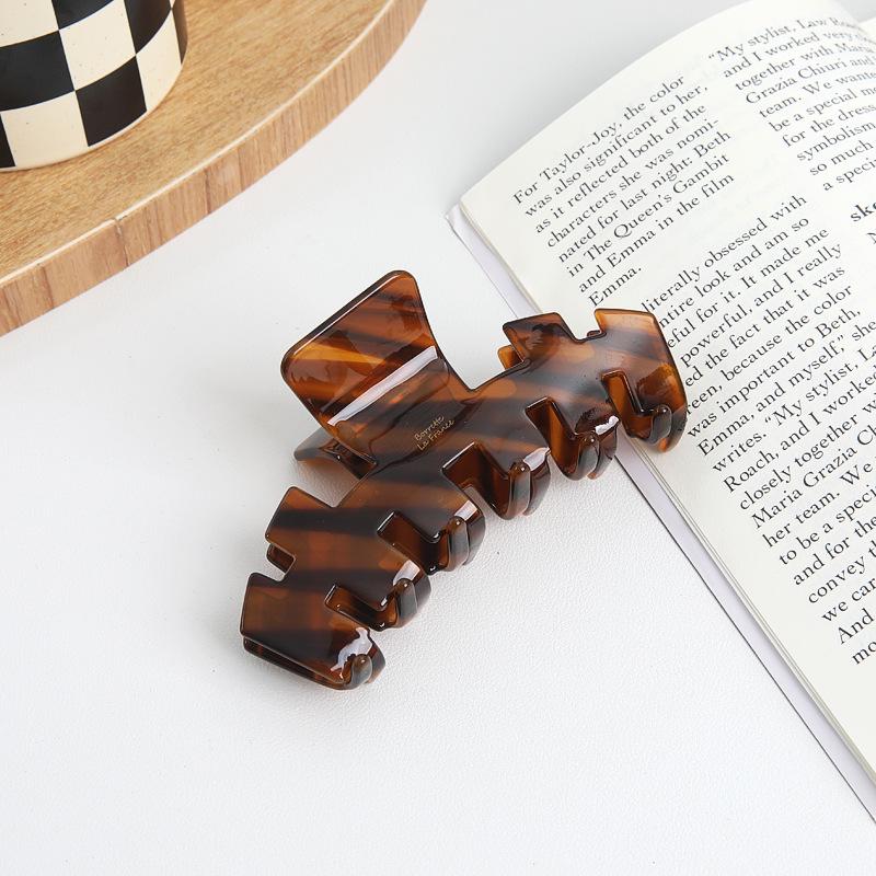 

2024 Французский Минималистичный Большой Ацетатный Зажим-Краб для Волос для Женщин – Сильная Фиксация, Высококлассный Стиль Акула