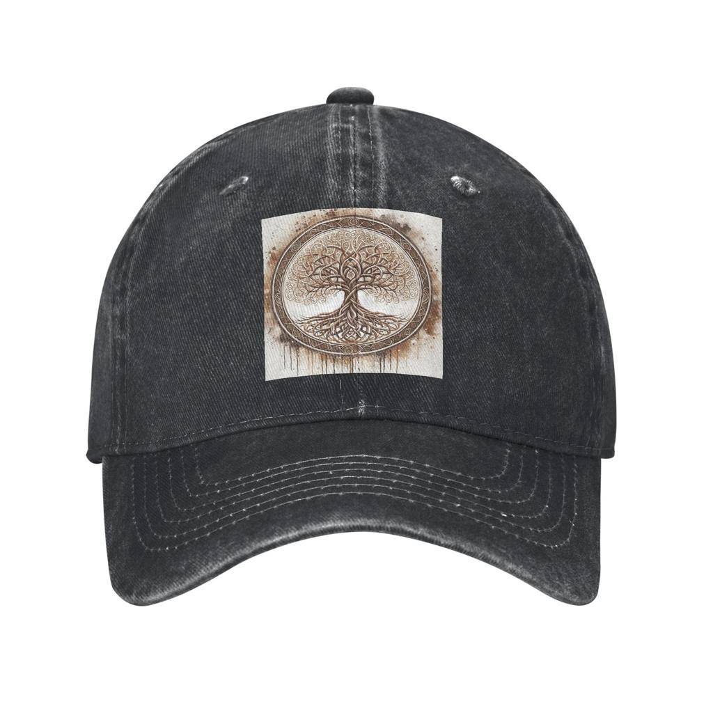 Tree Of Life With Triquetra On Futhar Denim Cap Casual Baseball Caps Adjustable Hat Summer Unisex Baseball Hats