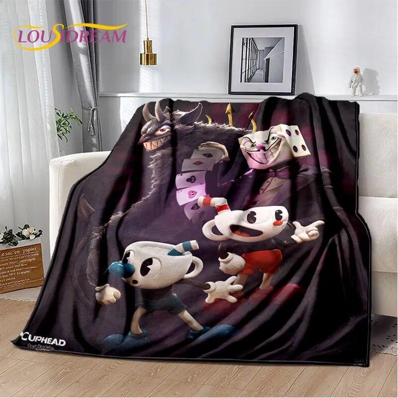 Cuphead and Mugman,Game Gamer Soft Plush Blanket,Flannel Blanket Throw Blanket for Living Room Bedroom Bed Sofa Picnic Cover Kid