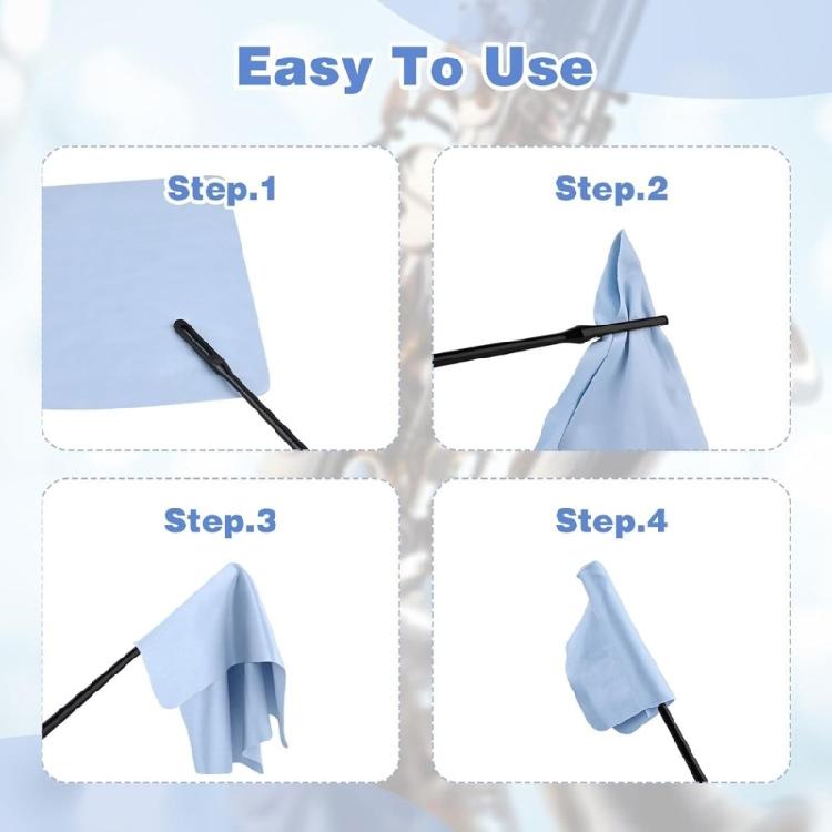 Long 34.5cm Flute Cleaning Tool with Multipurpose Microfiber Pads Suitable for Professional Instrument Maintenance