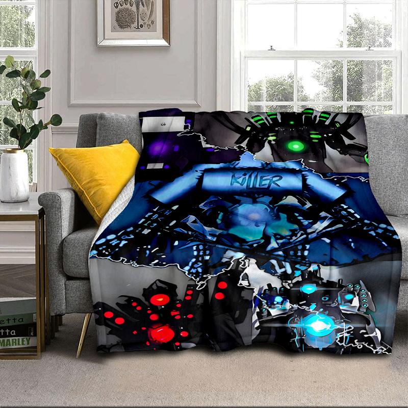 Robot Invasion Alert Blanket Flannel Blanket for Bed, Sofa, Camping, Hiking, Picnic Essentials, Gift for Family Fan Gifts