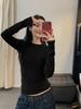 Women's Slim Fit Gray Brushed Long-Sleeve Base Layer Top, Plus Velvet, Round Neck, Spring/Autumn 2026 Collection