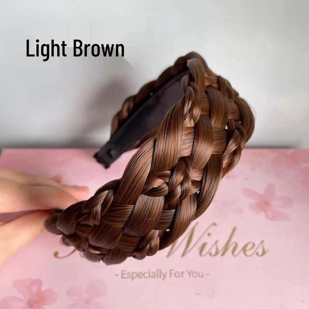 Five-Strand Braid Thick Wide Edge Handmade Fishtail Twist Headband for Women