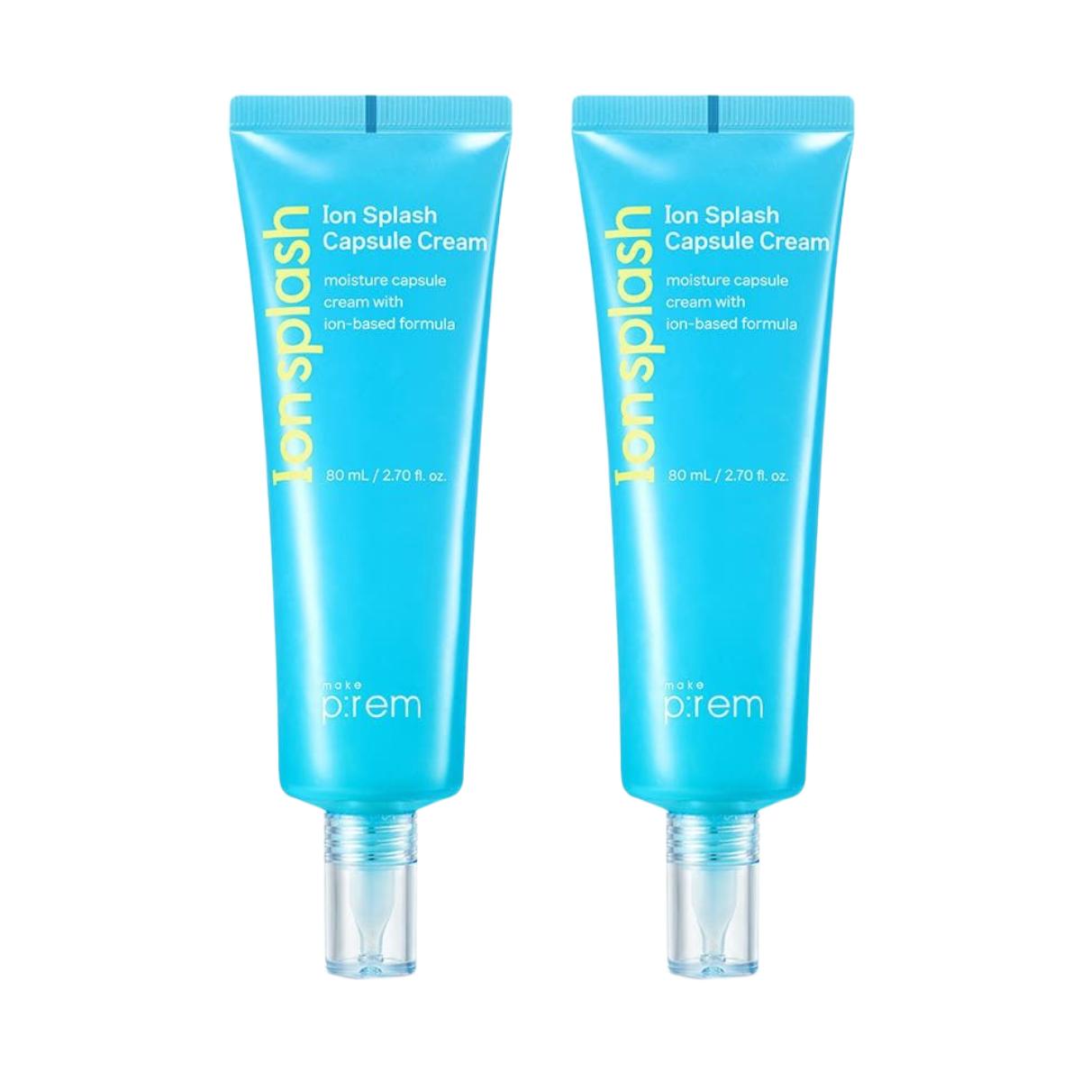 Make P:rem Ion Splash Moisture Capsule Cream 80ml Twin Pack Deep Hydration Refreshing Face Gel Cream