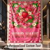 Strawberry Garden Theme Wall Tapestry Customized With Name Text Personalized Hanging Tapestry For Bedroom Living Room Decor