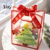 Decorative Candy Bags for Holidays Christmas Gift with Handles, Reusable Clear PP Treat Holiday Party Containers Apples Cookies, Favor Packaging