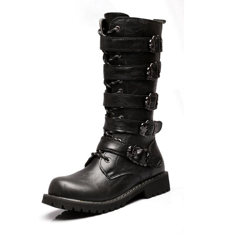 Große High-Top-Martin-Stiefel aus Crazy Horse-Leder für Herren - Koreanische Mode im britischen Stil