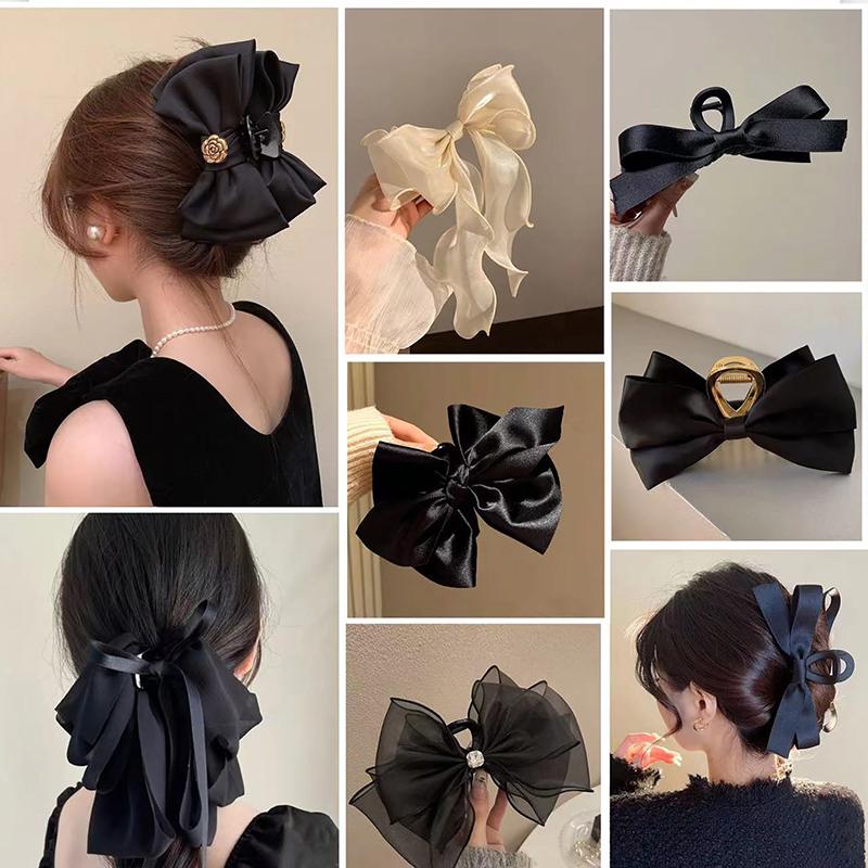 Large Bowknot Hair Claws Clip Shark Claw Hair Clips Solid Bow Hairpin Barrettes For Ponytail Women Hair Accessories Headband