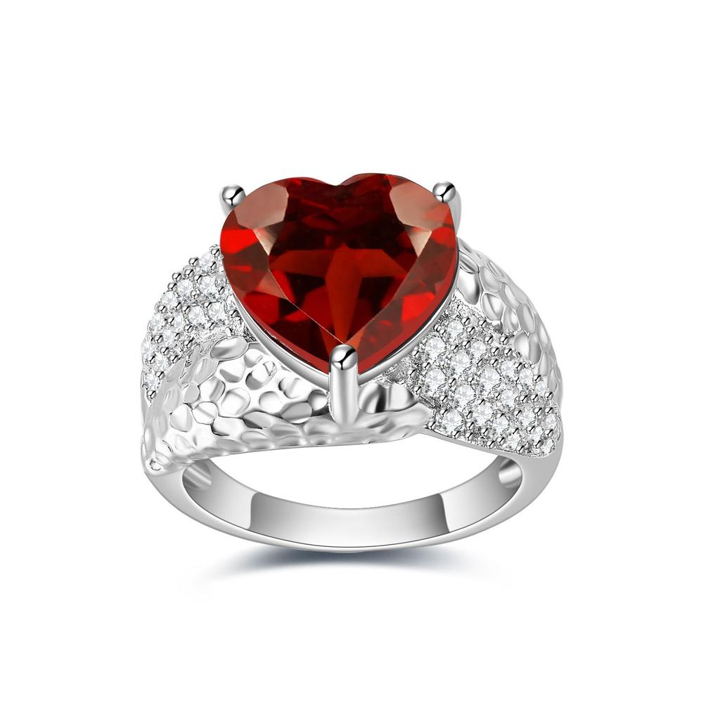 Ny designring i retrostil original designer s925 sterling sølv innlagt med kjærlighetsformet edelstenring