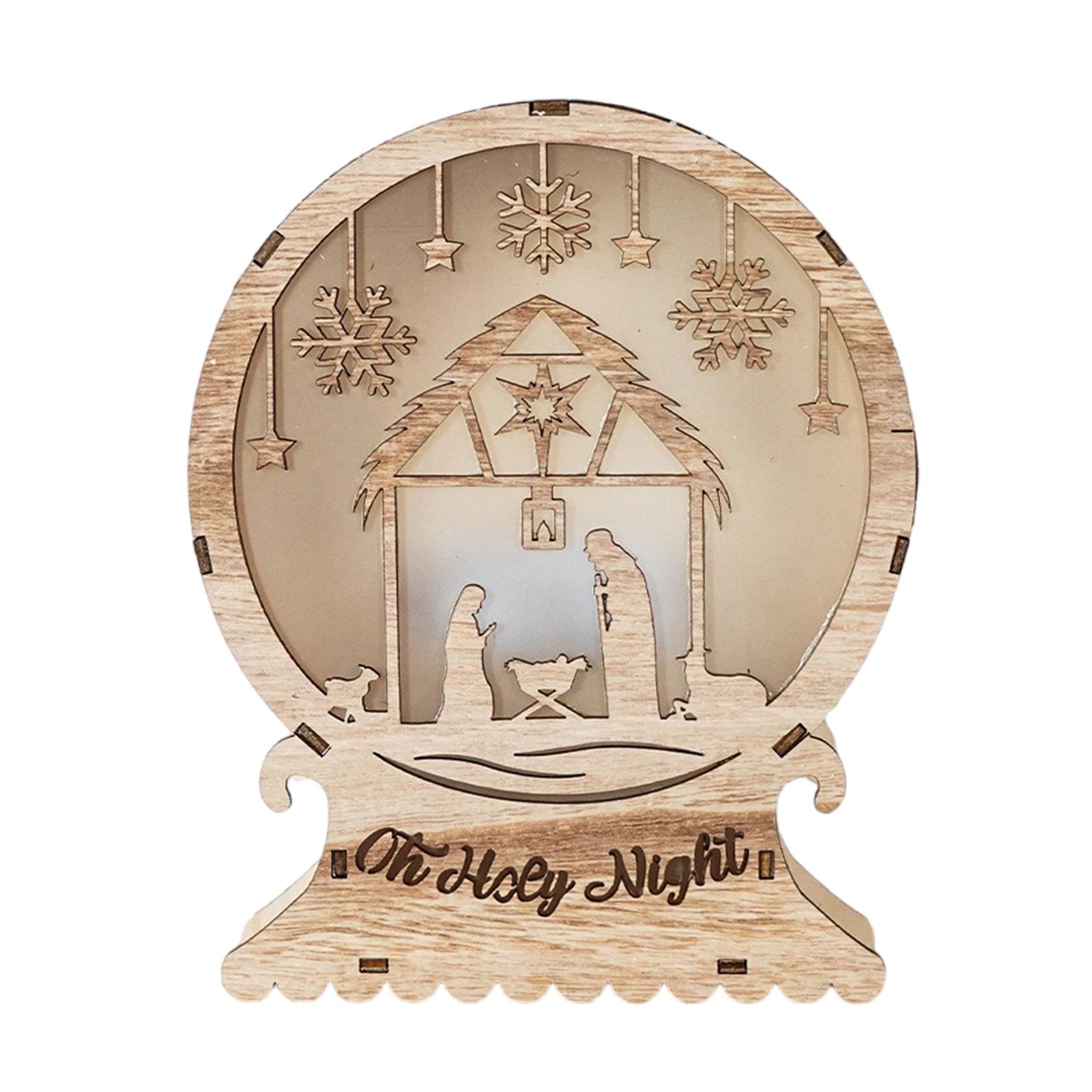 

Деревянный светодиодный светильник Рождественский вертеп Светодиодное украшение Зимний праздничный декор для вечеринки Центральные элементы для рождественского стола Многоярусная подставка A