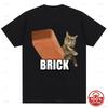 Funny Cat Throwing Brick Meme Cutecore Graphic Tshirt Unisex Unisex Fashion Humor Cotton T Shirts Harajuku Casual Summer Streetwear