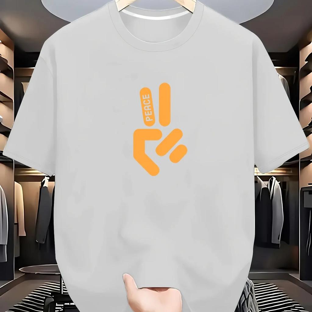 Unisex Stylish Black Shortsleeve Tshirt With Orange Peace Sign Graphic Summer Essential Unisex Clothing Comfortable
