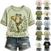 Women's Casual Short Sleeve Neck Raglan Top with Letter Print