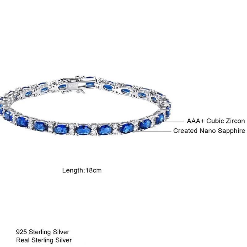925 Sterling Silver Sapphire Bracelet for Women Elegant Shine Gem Solid Bangle High Quality Wedding Party Jewelry Gifts