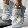 Módní dámské tenisky Outdoor Luxusní designové boty 2025 Nové Nazouvací Ležérní Pohodlné boty Žena Květinová výšivka Síťované tenisky Dámské