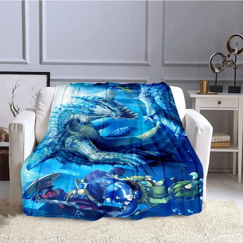 Game Monster Hunter Dragon Blanket for Children, Flannel Blanket, Soft and Comfortable, Home and Travel, High Quality