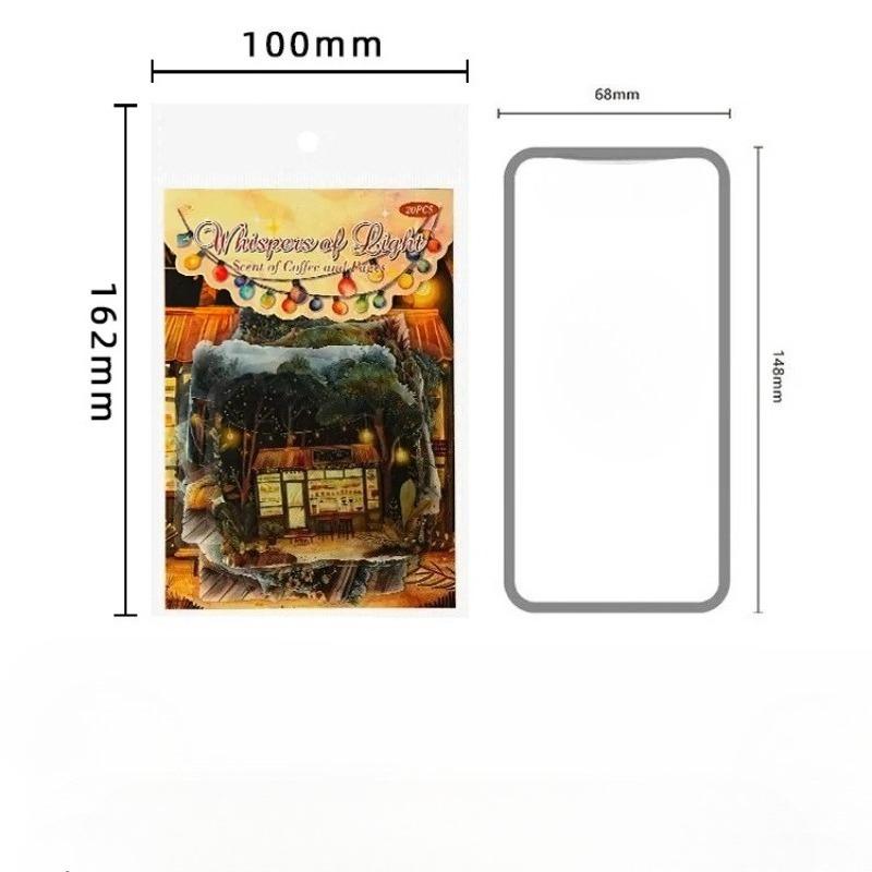 20 Stück/Los Kawaii Scrapbook-Aufkleber Licht und Schatten Geschichte DIY Journaling Scrapbooking Zubehör Dekorative Schreibwaren Aufkleber