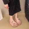 European matte leather one-word belt buckle platform muffin open-toed sandals, beach slippers, Boken women's shoes