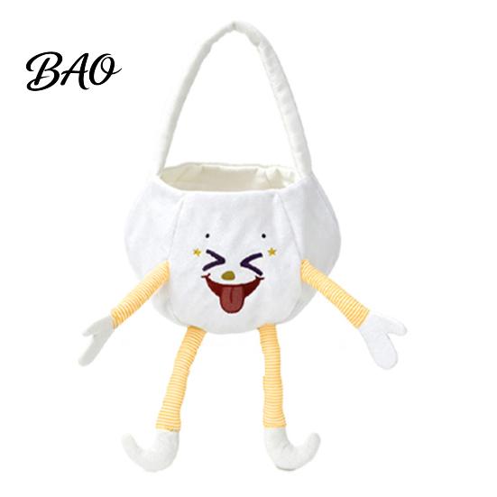 Kids Halloween Role Play Accessories Pumpkin Candy Basket with Handle, Soft Plush Trick or Treat Bag for Kids, Personalized Pails Portable Holiday