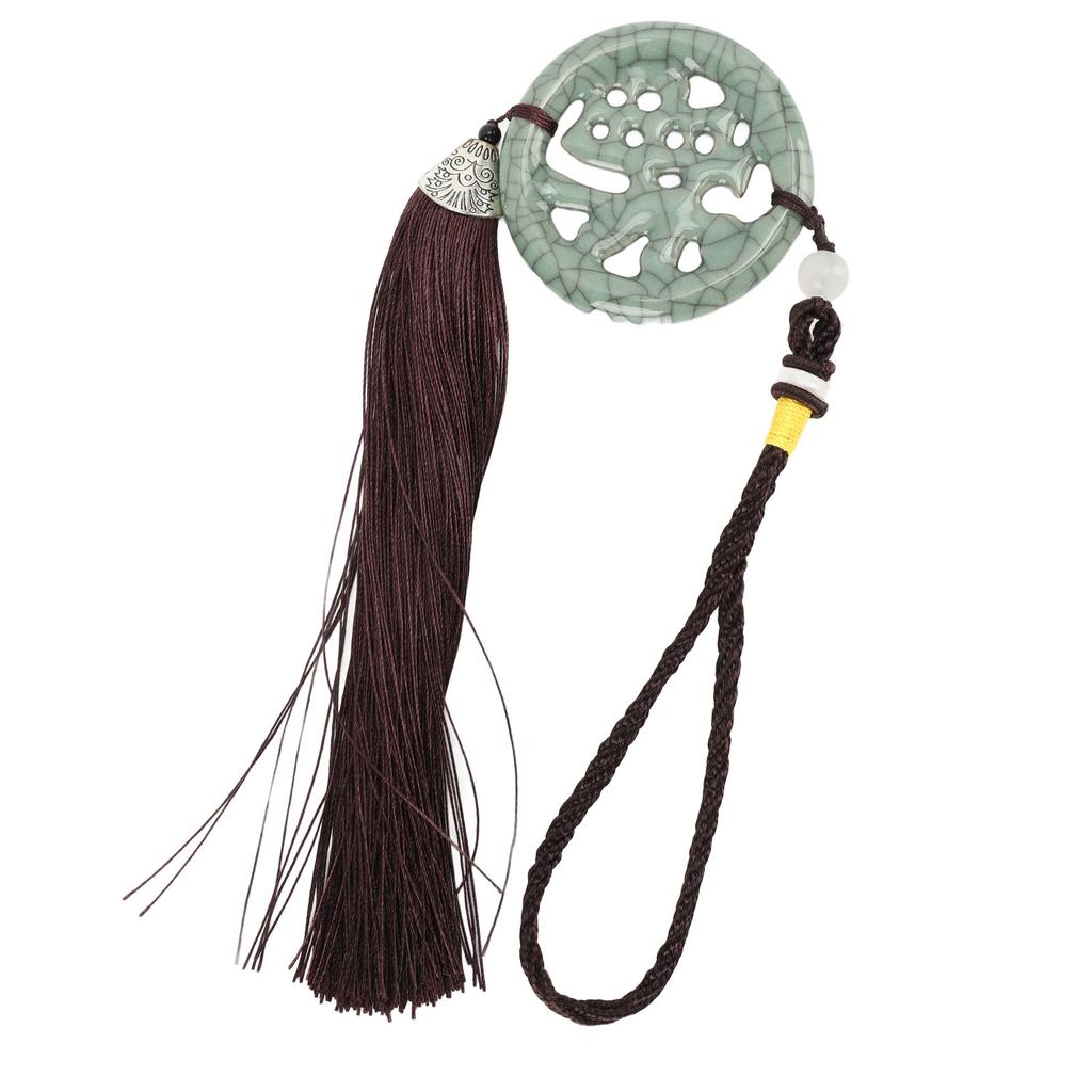 Round Keychain Porcelain Beads DIY Attractive Decorative Practical Cute Style Hanging Tassel