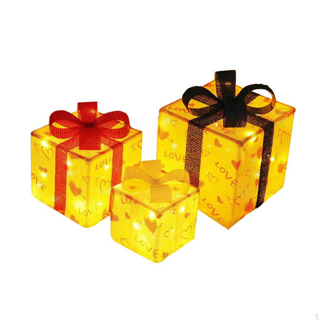 3 Pieces Christmas Light Up Boxes ,Light Present ,Christmas Scene Layout Decoration for