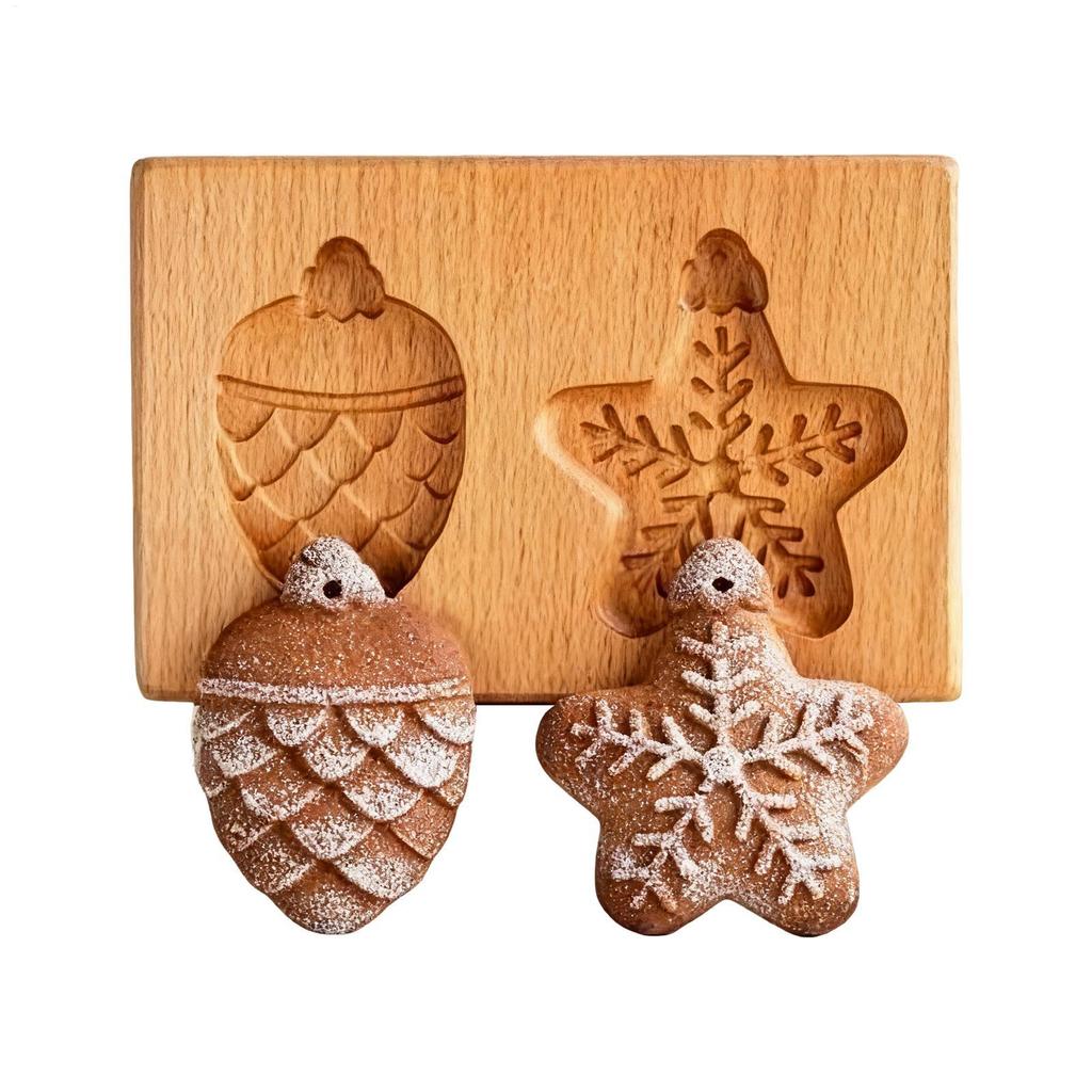 Cookie Molds for Baking Wooden Cookie Cutter 3D Pine Cone Snowflake Cookies Moulds Press Cake Embossing Bakery Gadgets