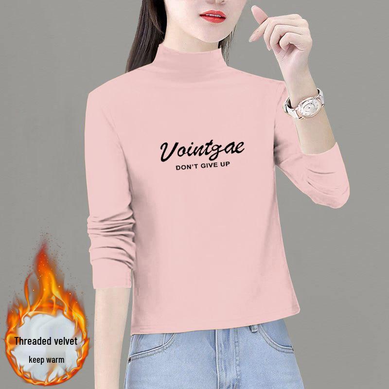 

Женская универсальная футболка из немецкого бархата с полувысоким воротником для осени/зимы 2024 3XL (Recommended 140-150 lbs)