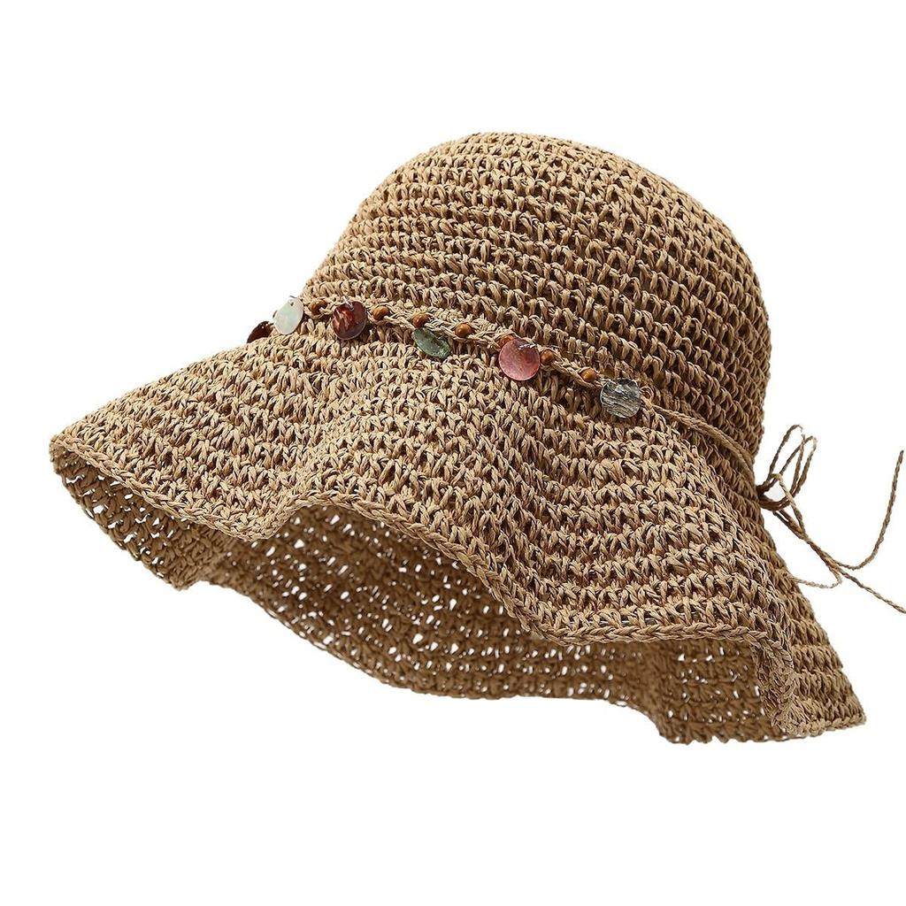 Gehäkelter Strohhut Sommer Hohl Sonnenschutzhut Atmungsaktiver Gewebter Strohhut Damen Strandhut