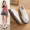 Dexun Shoes Women's New Leather Flat-soled White Shoes In Summer 2025 Color Matching Retro Versatile Sports and Leisure Board Shoes