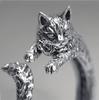 Retro Dark Cat Kitty Ring For Men Women Gothic Zinc Alloy Color Adjustable Ring Pet Handmade Zircon Accessories Unisex Lovers Gift