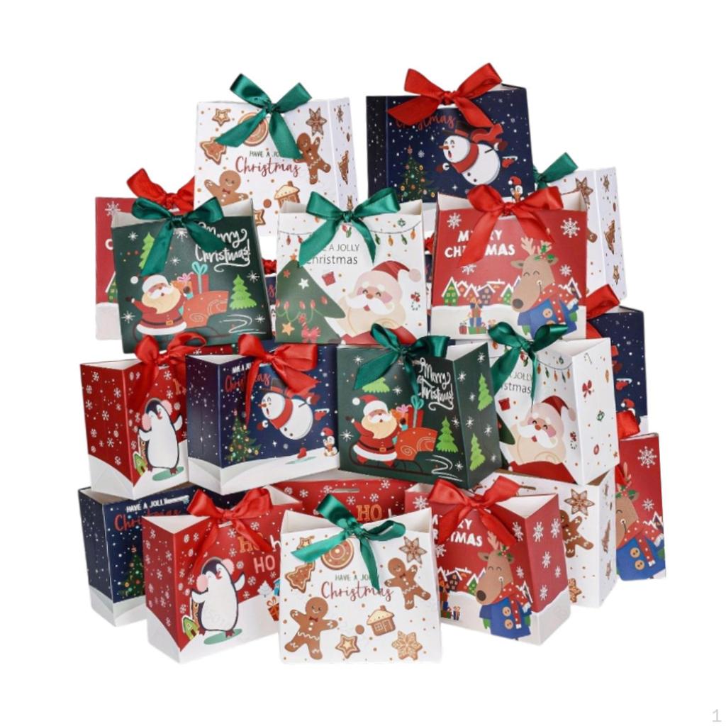 Christmas Gift Bag Treat Portable Storage Handbag Decoration with Bow Tie Goody for Birthday