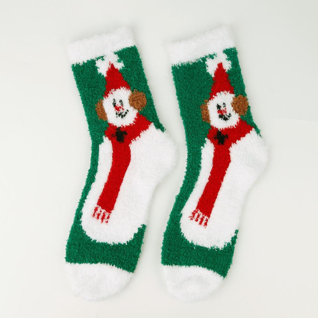 Women's Winter Cartoon Christmas Coral Fleece Floor and Sleep Socks