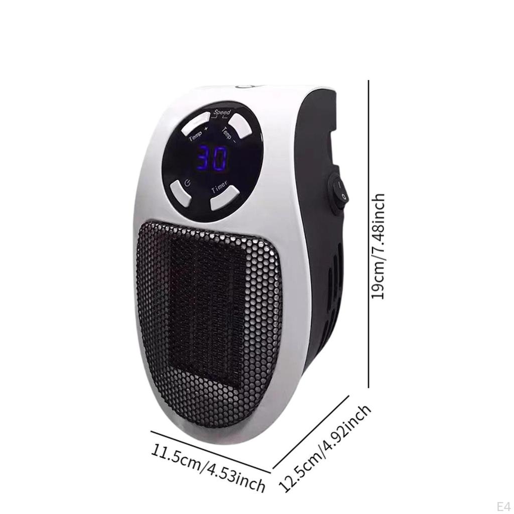 Wall Outlet Heater Small Quiet Space for Kitchen Bathroom Home Office With Remote Control