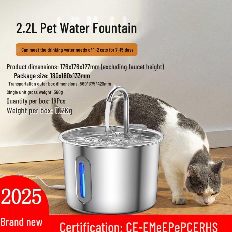 Pet Love Stainless Steel Automatic Water Fountain for Dogs & Cats, Large Capacity