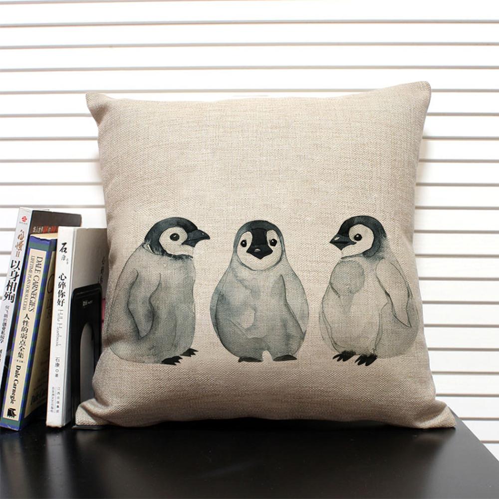 Cute Cartoon Animal Cushion Cover Funny Penguin Pillow Case Bedroom Living Room Sofa Decoration Pillowcase 45x45 Children's Gift