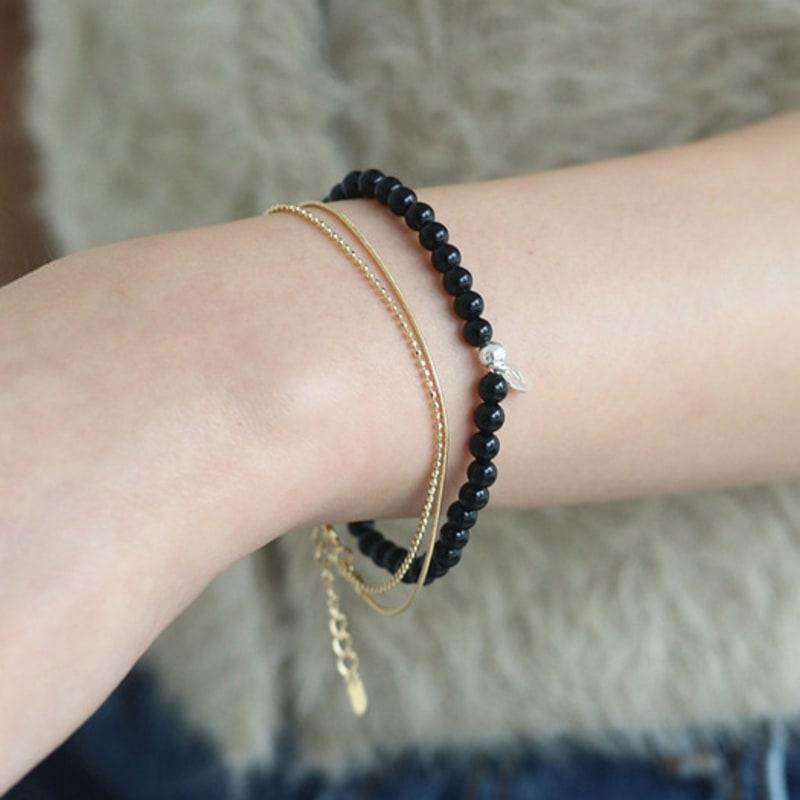 

modernlike 14k gold-filled silver two-line two-row bracelet Silver (Silver 925)