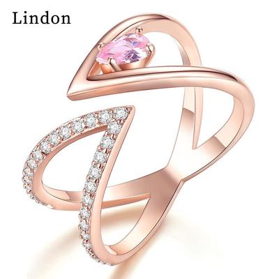 Lindon Classic Copper Alloy Zircon Ring Ladies Jewelry Wedding Promise Party Gift