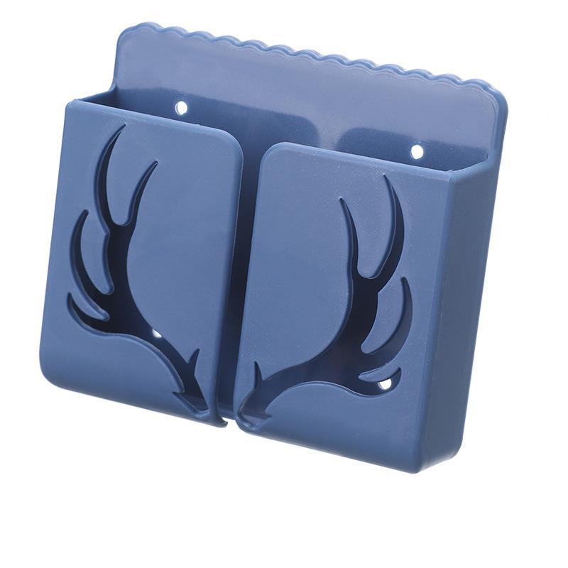 

Convenient Wall Mounted Compartment Remote Control Storage Box Mobile Phone Charging Stand Office Supplies Storage Box синій