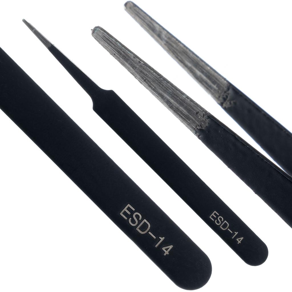 Rosfix Set of 10 Precision Tweezers In a Case – Acid Resistant | Hardened Tips | Anti-magnetic and Precise