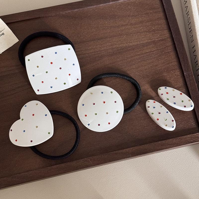 Neu Angekommen Einfache Doppelseitige Bunte Strasssteine Eingelegte Essigsäure Haarspange Haargummi Seitenclip Haarschmuck