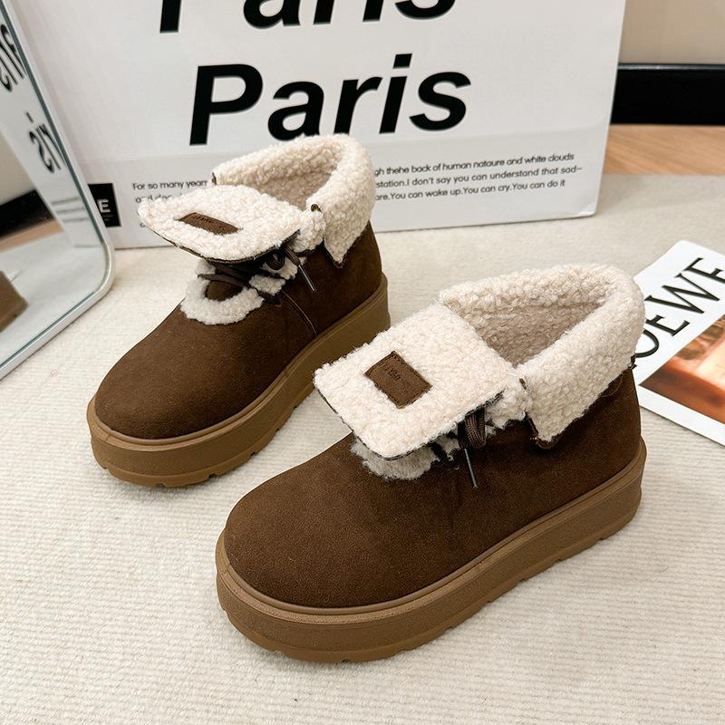 

женские зимние новые бархатные ботинки Мартин на толстой подошве, флип-двойка, ботинки-локомотивы, нескользящие теплые пушистые ботинки 40 коричневый