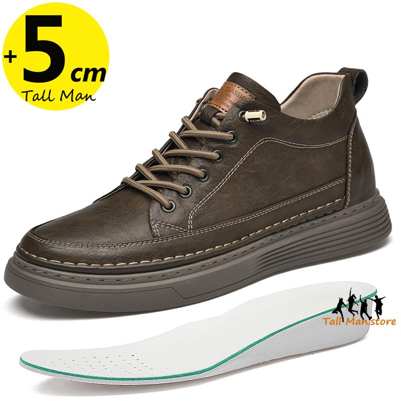 Herren Booster Sneaker Klobige Schuhe mit Absatzerhöhung Einlegesohle für 6 cm Höhenzunahme Herren Lift Hoch Leder Frühling Herbst Übergröße 36-47