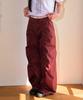 Isjabaibeu Lace Layered Wide Pants - Burgundy