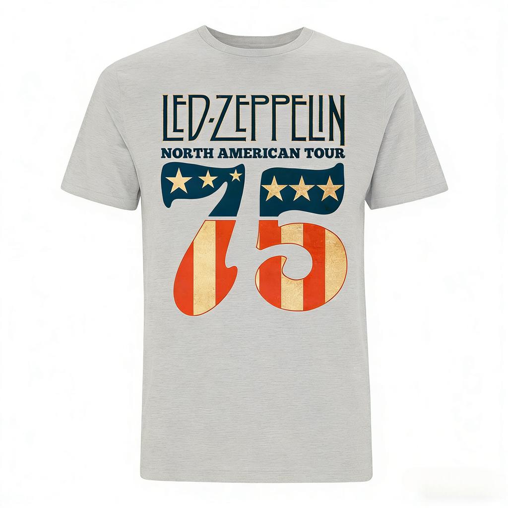 Rock Band Led Zeppelin Unisexs 100Cotton 75th Anniversary Graphics Tshirt Summer Spring Women Oversized Hiphop Y2k Fashion Tshirt
