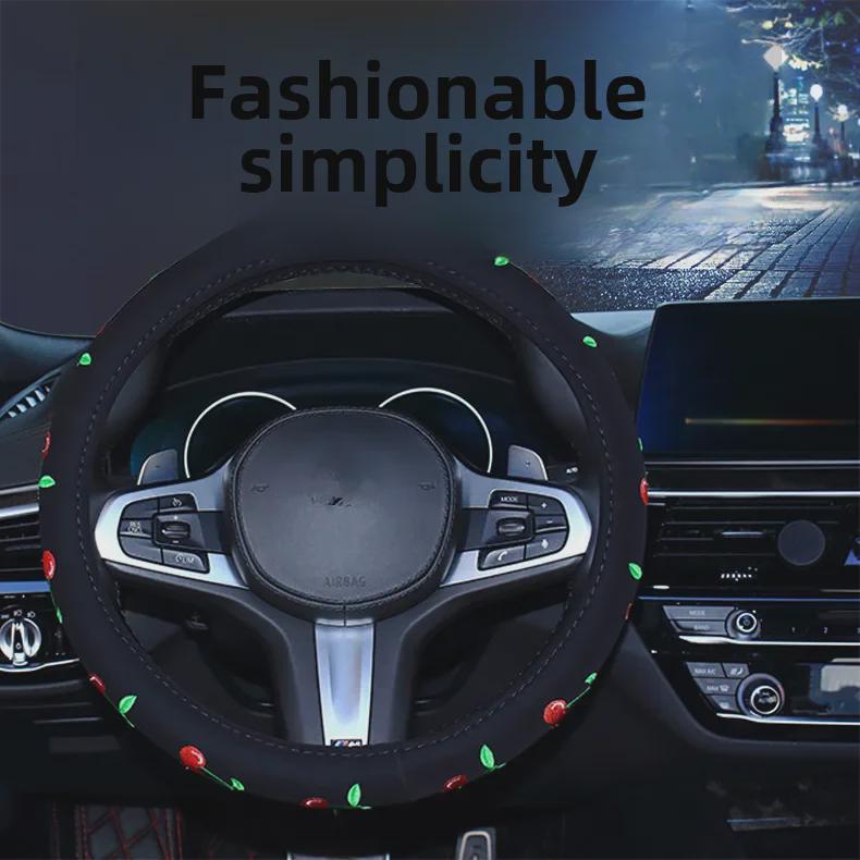 Universeller bestickter Lenkradbezug für Männer und Frauen - Ganzjahres-Autoinnendekor