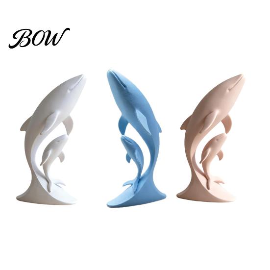 Whale Art for Nursery Decor 3D Printed Ornaments, Mother And Child Figurines, Modern Minimalist Double Sculpture Home Office Decorative Figurine