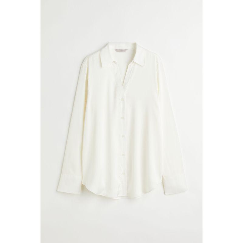 

HM Women s Shirt Autumn Air Conditioning Shirt Commuter V-neck Gloss Long Sleeves Tops 0939703