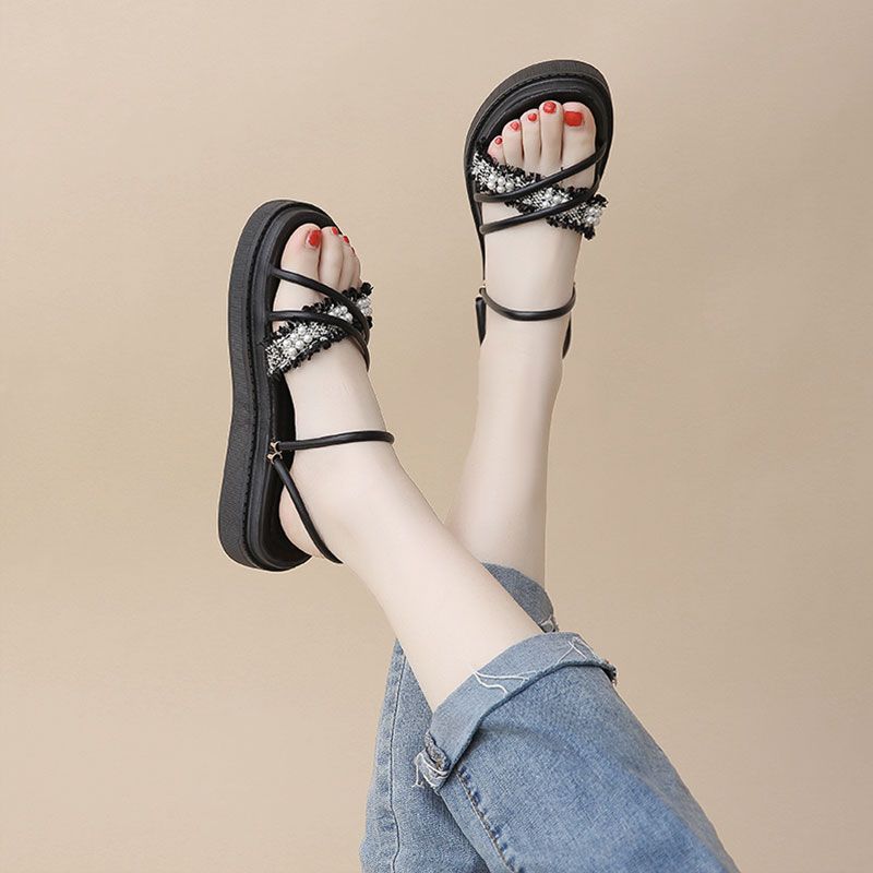 Sandals Women's New Summer Flat-bottomed Versatile Beach Pregnant Women Wear Two Cool Slippers