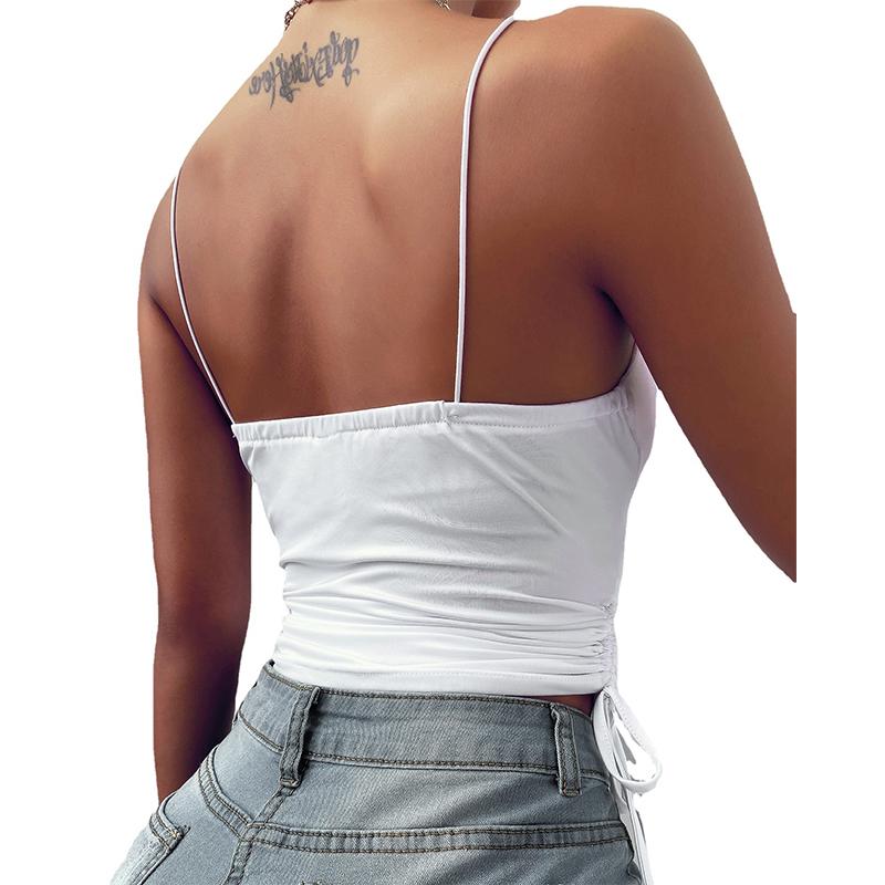 Damen-Weste mit festem, dunklem V-Hosenträger und eng anliegendem Kordelzug